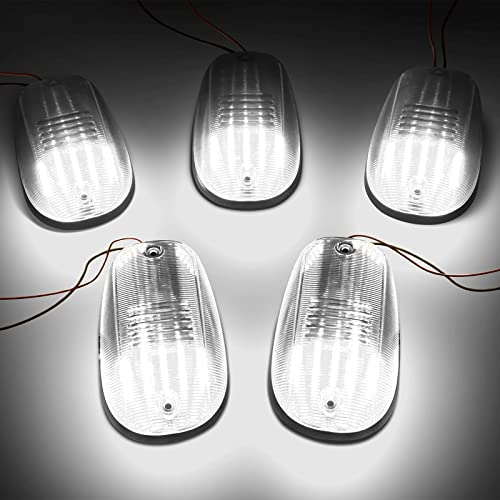 SHINEFIT 5PCS LED Cab Roof Lights Replacement for 2003-2018 Ram 1500 2500 3500/2011-2018 Ram 4500 5500 White Cab Clearance Lights for Truck Clear Lens Roof Top Running Lights - Image 2