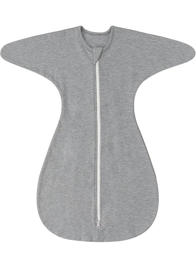 ZIGJOY Shark-Fin Transition Swaddle - Cozy Baby Wearable Blanket Cotton Lightweight Self-Soothing Sleep Sack, 1.0 TOG, Gray, Large (6-9 Months) - Image 1