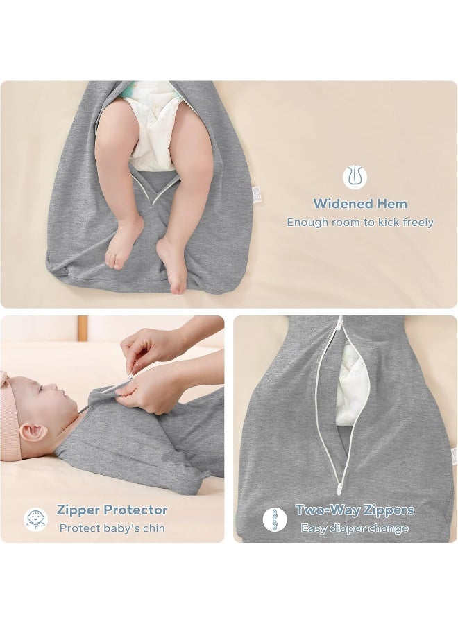 ZIGJOY Shark-Fin Transition Swaddle - Cozy Baby Wearable Blanket Cotton Lightweight Self-Soothing Sleep Sack, 1.0 TOG, Gray, Large (6-9 Months) - Image 2
