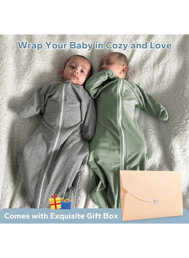 ZIGJOY Shark-Fin Transition Swaddle - Cozy Baby Wearable Blanket Cotton Lightweight Self-Soothing Sleep Sack, 1.0 TOG, Gray, Large (6-9 Months) - Image 5
