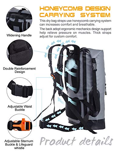 IDRYBAG Waterproof Backpack for Men 20L/30L/40L, Floating Dry Bag Kayak, Dry Backpack Hiking - Image 2