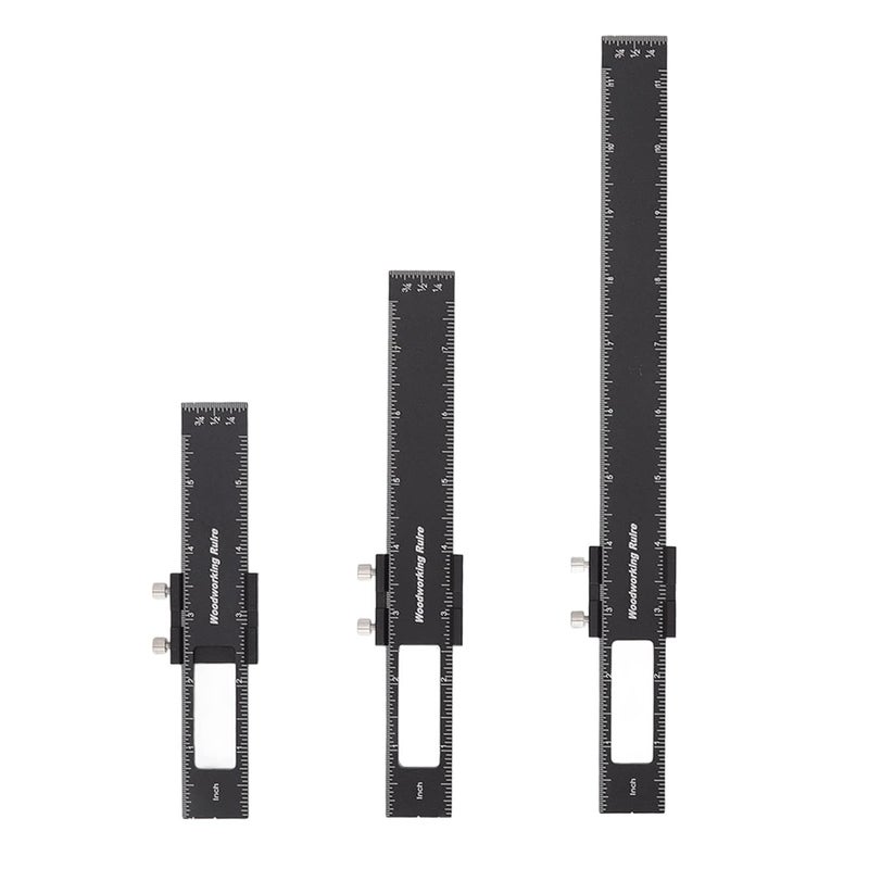 Aluminium Alloy Woodworking Ruler Set 3 Pcs T Type with Slide Stops for Precision Carpentry - Image 5