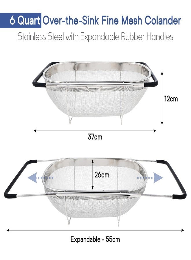 Deoxys Stainless Steel Adjustable Colander Strainer 14 X 5 Nonslip Handles Drain Over The Sink Colander Basket Vegetable Fruit Noodles Strainer for Rice Vegetable Fruits and Noodls 1 pcs - Image 2