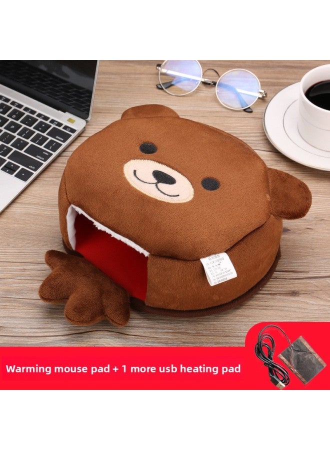 Winter Heating Hand Warmer Mouse Pad With Wrist Winter Mouse Cover Warm Computer Men's Fleece-lined Thickened Gloves-Pattern:Akita Dog + Send An Extra Switch Line  - Image 3