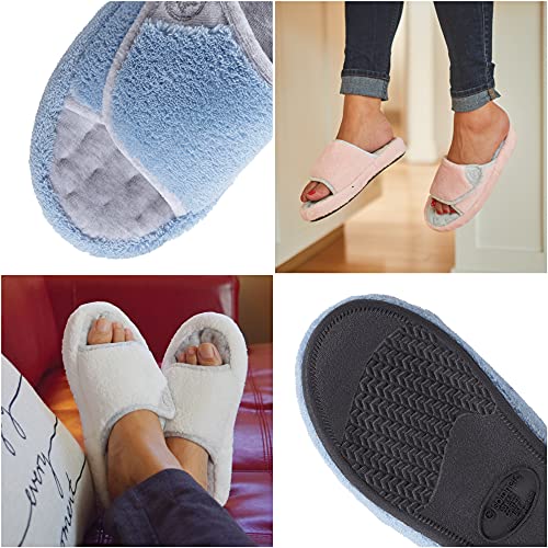 isotoner Women's Indoor/Outdoor Slip-on Adjustable Terry Spa Slide Slippers with Memory Foam Comfort, Blue Moon, 6.5-7 - Image 5