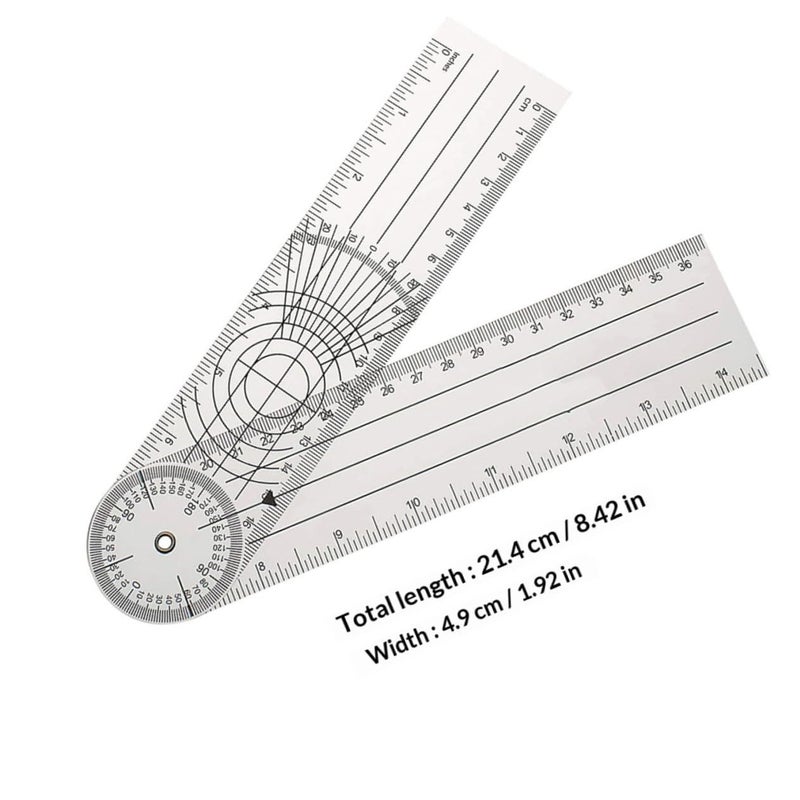 Medical PVC Rotary Goniometer Angle Ruler Protractor For Physical Therapy Joint Measurement Orthopedic Use Clear - Image 3