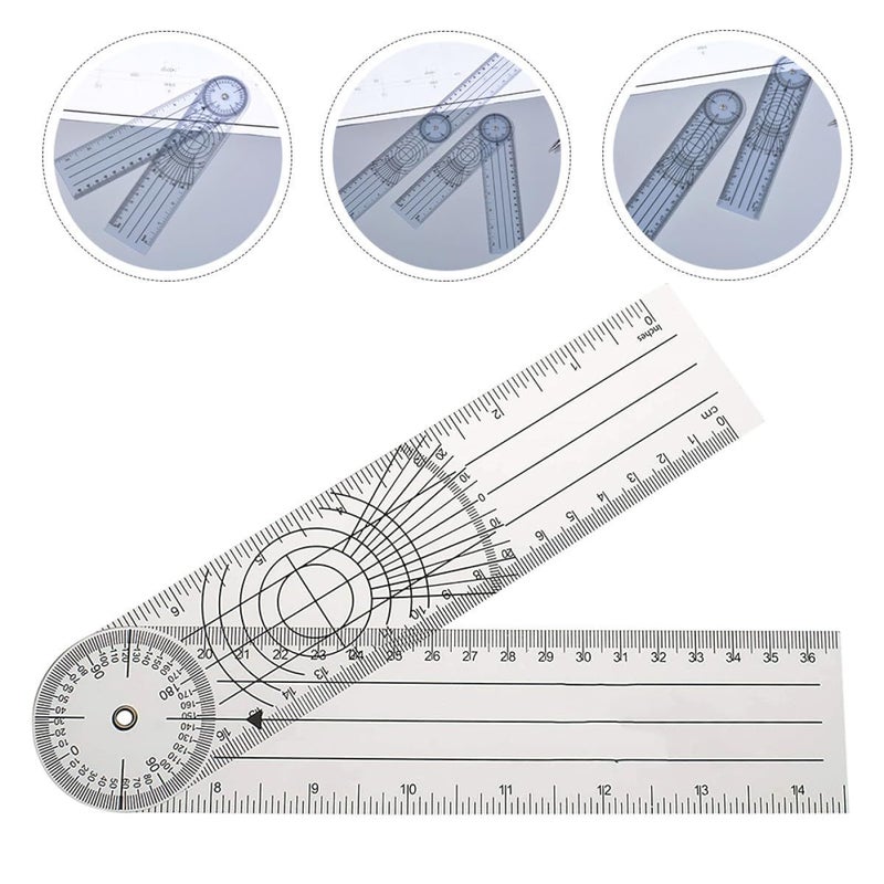Medical PVC Rotary Goniometer Angle Ruler Protractor For Physical Therapy Joint Measurement Orthopedic Use Clear - Image 5