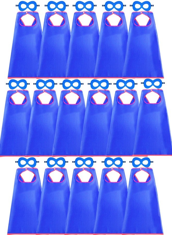 D.Q.Z Superhero Capes and Masks for Kids 16 Set, Boys Super Hero Party Favor Costume, 3 years old Girls Gifts Birthday Toys (Blue) - Image 1
