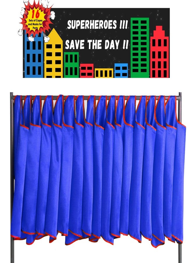 D.Q.Z Superhero Capes and Masks for Kids 16 Set, Boys Super Hero Party Favor Costume, 3 years old Girls Gifts Birthday Toys (Blue) - Image 4