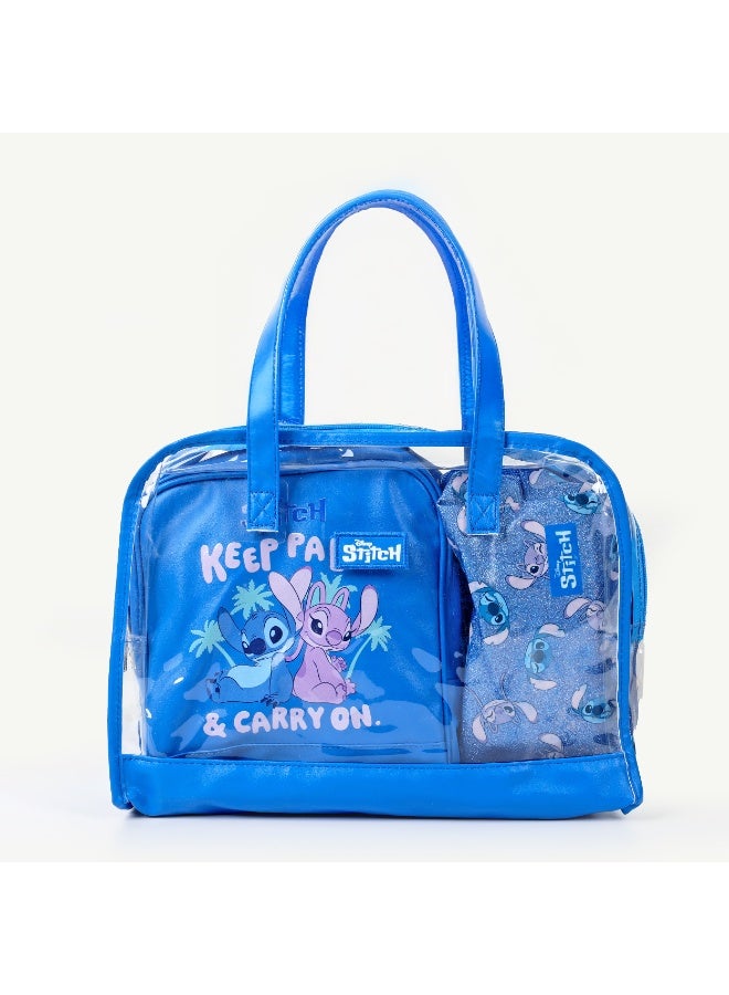 ديزني حقيبة تنظيم تجميل وسفر بتصميم ديزني ستيتش، مزوّدة بمحافظ لامعة وميدالية فرشاة صغيرة مع مرآة، منسّقة حصرياً من قبل شركة مي مي فاميلي ذ.م.م. - Image 2