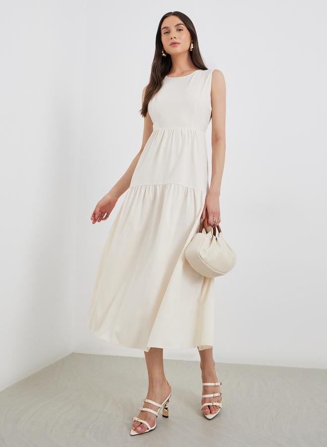 تايك تو فستان ميدي بيج سادة بدون أكمام بطبقات - Image 1