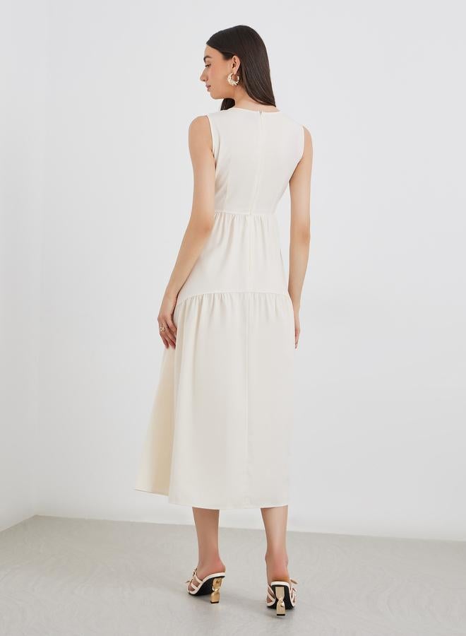 تايك تو فستان ميدي بيج سادة بدون أكمام بطبقات - Image 5