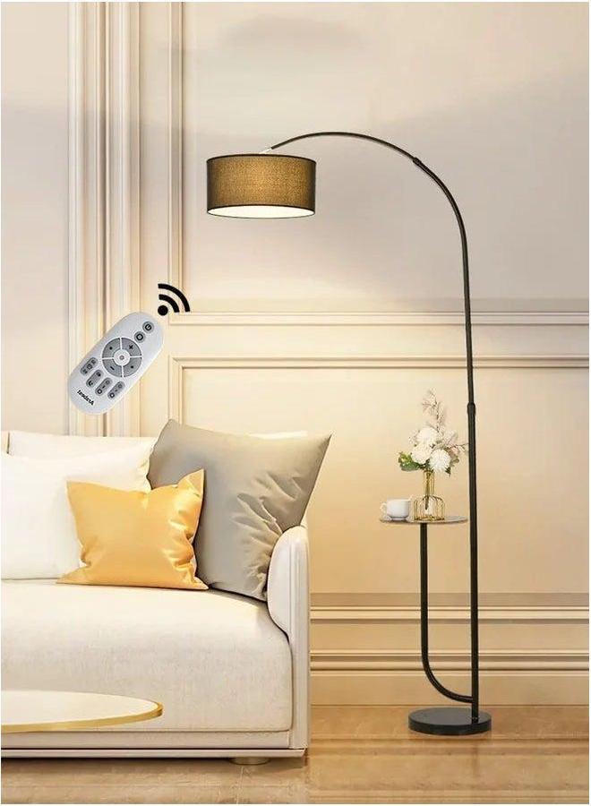 Three-Color Dimmable Vertical Floor Lamp With Warm Light Pure Natural Marble Base with Coffee Table Tray - Remote Control Time Switch