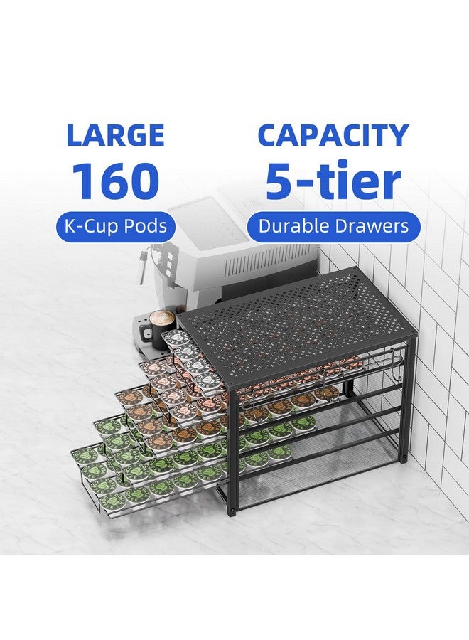 Simple Trending 5 Tier Coffee Pod Holder for K Cup, 160 Pod Pack Capacity Rack, Metal, Black - Image 5