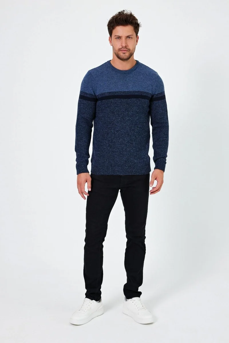 Alexander Gardi Alexandergardi Crew Neck Color Block Regular Fit Sweater (E24-EZE-09)