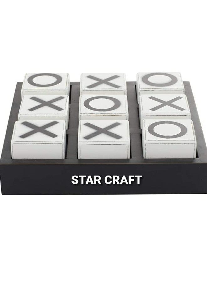 STAR CRAFT Wooden Tic Tac Board Game Handmade Noughts and Crosses TIK Tak Toe Pedagogical Board Wooden Zero Kata Game (Black and White) - Image 2