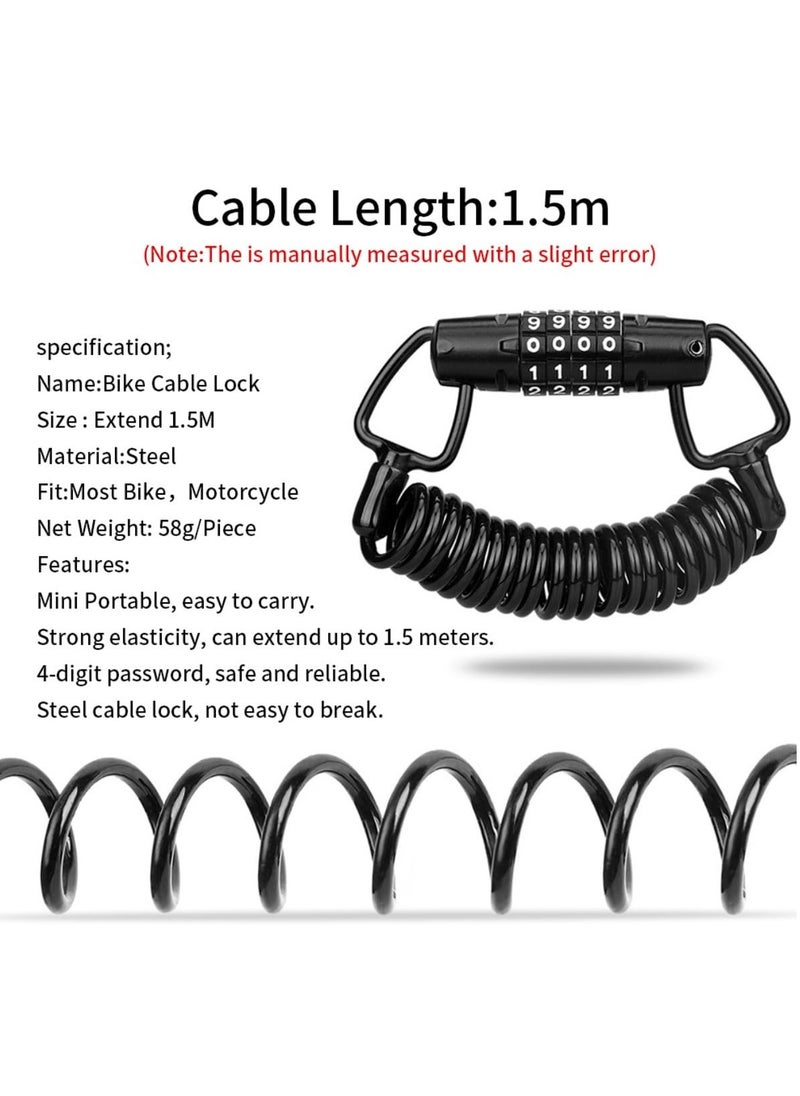 Captaintech 2 Pcs Bicycle Password Lock, Bike Cable Lock, 4-Digit Password Cable Lock, Combination Password Anti-theft Lock for Bicycle/Motorcycle/Scooter/Helmet  - Image 2