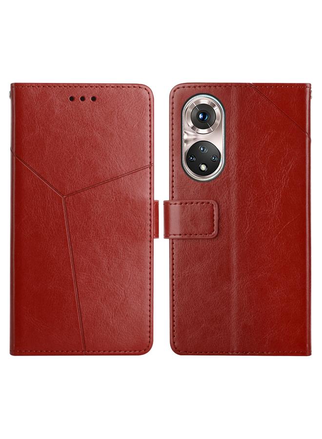 S-TOP Case For Huawei P50 Pro Y Stitching Horizontal Flip Leather Phone Case with Holder & Card Slots & Wallet & Photo Frame - Image 1