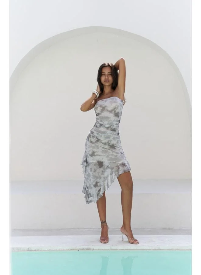 Bohemai  Stracnaha Drape Detailed Grey Strapless Dress for Women | Best Price UAE