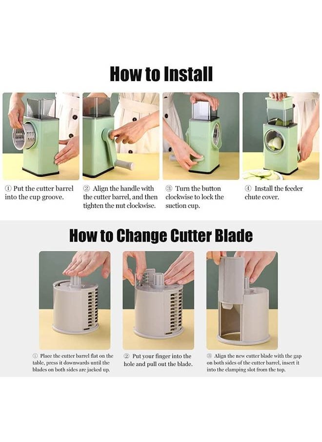Arabest - Multifunctional Vegetable Cutter Chopper Rotary Cheese Grater 3-in-1 Shredder Slicer Grinder Salad Maker Machine with Stainless Steel Roller Blades for Vegetable Fruit Nut - Image 1