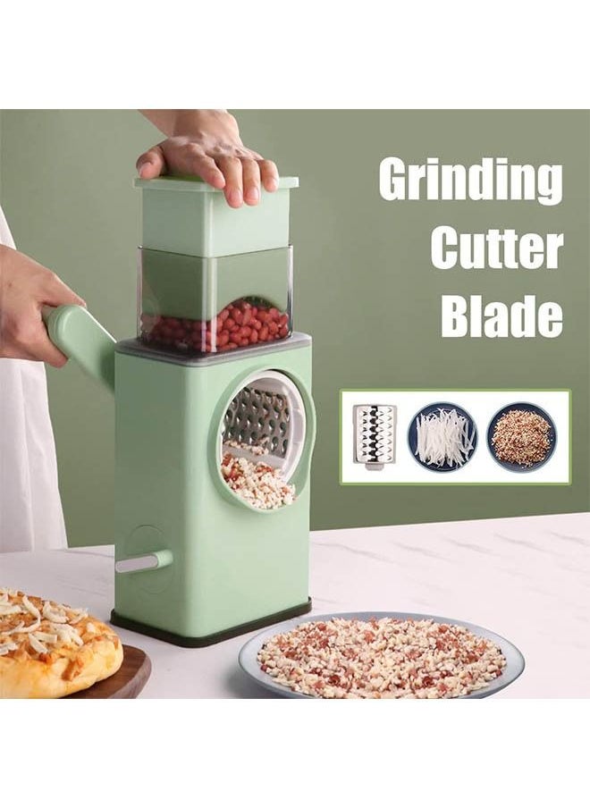 Arabest Multifunctional Vegetable Cutter Chopper Rotary Cheese Grater 3-in-1 Shredder Slicer Grinder Salad Maker Machine with Stainless Steel Roller Blades for Vegetable Fruit Nut  - Image 2
