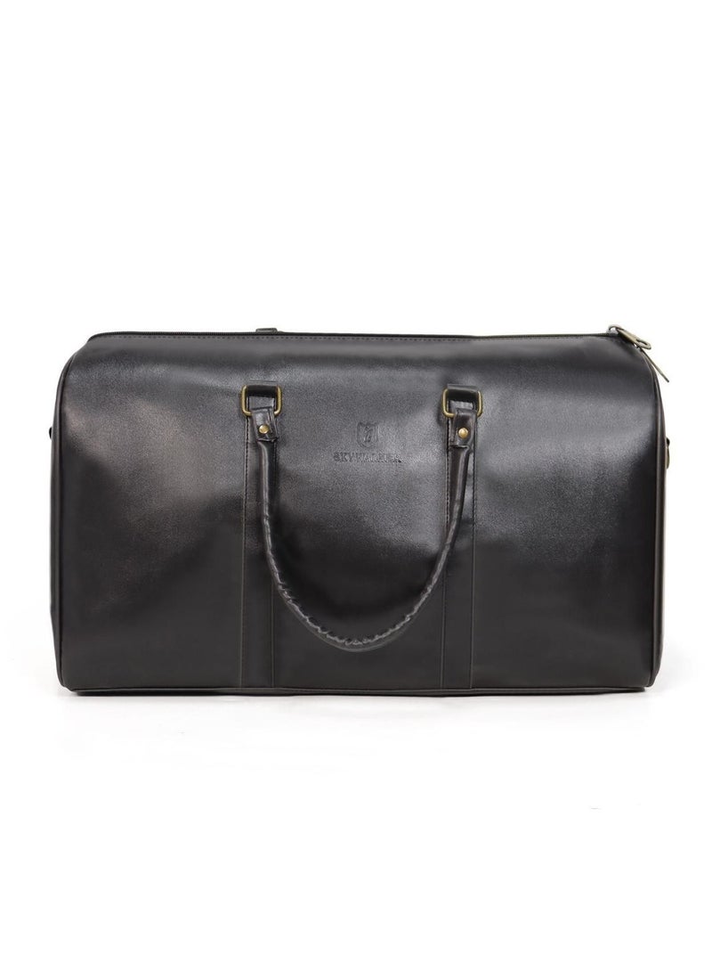 Premium Luxury Travel Duffle Bag, PU Leather, Tan Brown, Large Weekender Carry-On - Image 5
