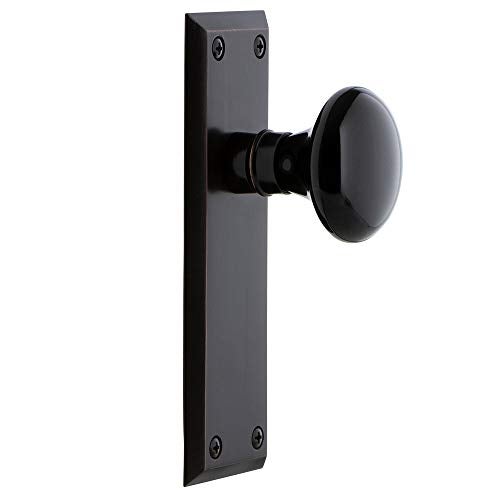 Nostalgic Warehouse New York Plate & Interior Black Porcelain Round Door Knob - Image 2