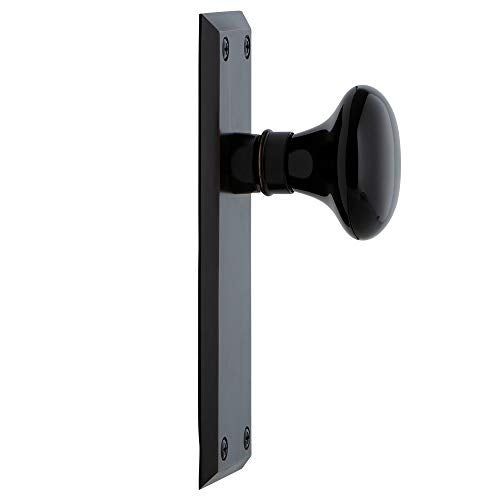 Nostalgic Warehouse New York Plate & Interior Black Porcelain Round Door Knob - Image 3