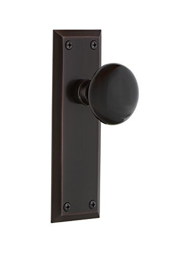 Nostalgic Warehouse New York Plate & Interior Black Porcelain Round Door Knob - Image 1