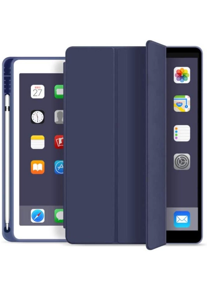 DUSALA Soft Smart Case with Pencil Holder Foldable Stand for iPad 10.2 Inch 9th 8th 7th Generation 2021 2020 2019 iPad Air 3rd Generation iPad Pro 10.5 Inch Navy Blue - Image 1
