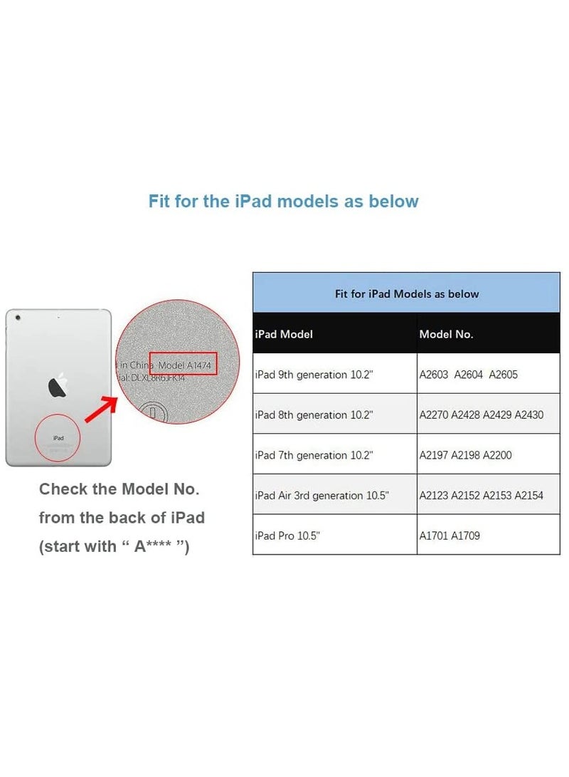 DUSALA Soft Smart Case with Pencil Holder Foldable Stand for iPad 10.2 Inch 9th 8th 7th Generation 2021 2020 2019 iPad Air 3rd Generation iPad Pro 10.5 Inch Navy Blue - Image 4