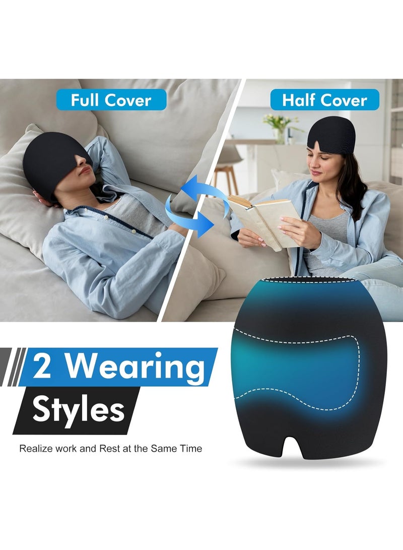 ديوتي غطاء رأس جل ثلجي لتخفيف الصداع النصفي، قبعة علاج بارد للصداع، وضغط الجيوب الأنفية، وانتفاخ العينين، وتخفيف التوتر، مع لفافة تبريد قابلة للتعديل باللون الأسود. - Image 4