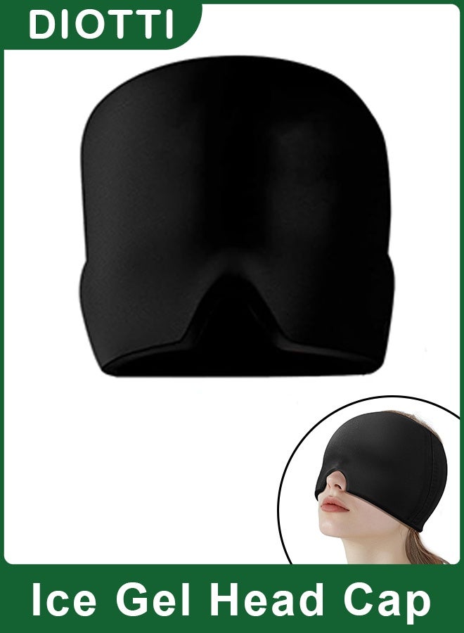 ديوتي غطاء رأس جل ثلجي لتخفيف الصداع النصفي، قبعة علاج بارد للصداع، وضغط الجيوب الأنفية، وانتفاخ العينين، وتخفيف التوتر، مع لفافة تبريد قابلة للتعديل باللون الأسود. - Image 1
