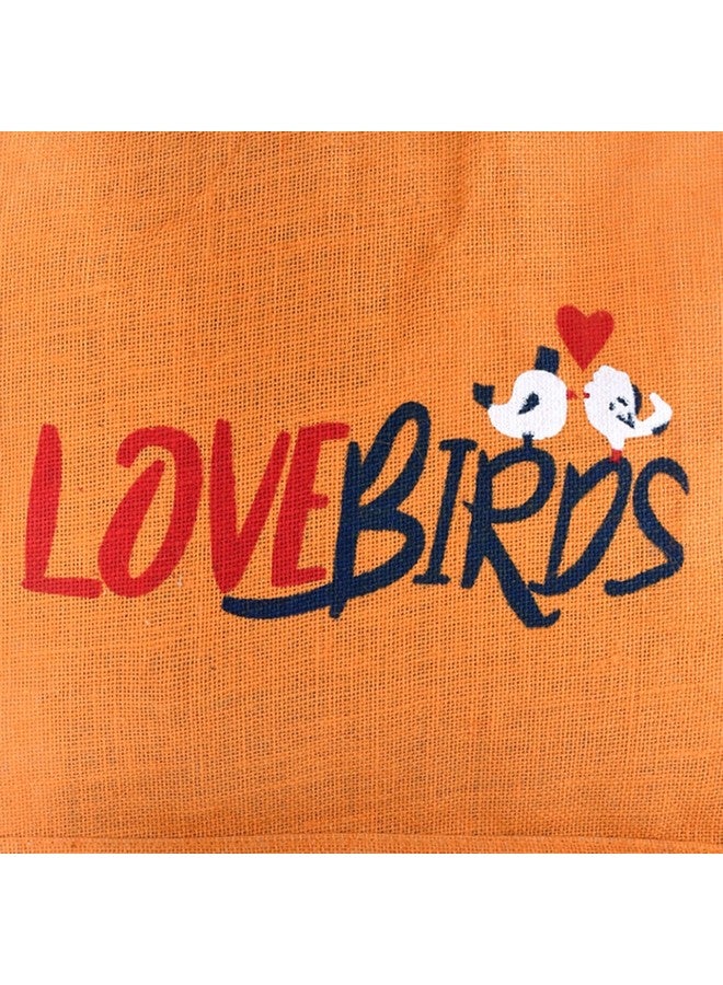 Kuber Industries حقيبة تسوق من كوبر إندستريز | حقيبة قماش جوت | حقيبة تسوق بسحاب مع مقبض | حقيبة تسوق قابلة لإعادة الاستخدام | حقيبة تخزين الخضار | حقيبة تسوق | طيور الحب | كبيرة | عبوة من 3 | برتقالي - Image 4