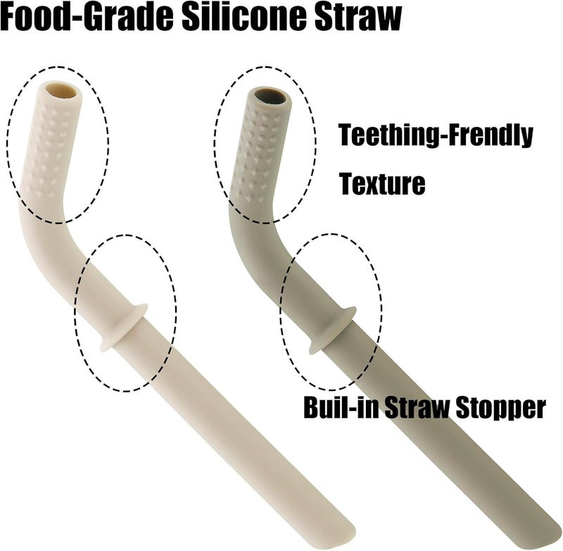 PandaEar 2 Pack Stainless Steel Toddler Cups with Lids & Silicone Sleeves - 8.8 oz Spill Proof Sippy Cups with Straw Stopper & Teething-Friendly Straws (Beige & Khaki) - Image 5