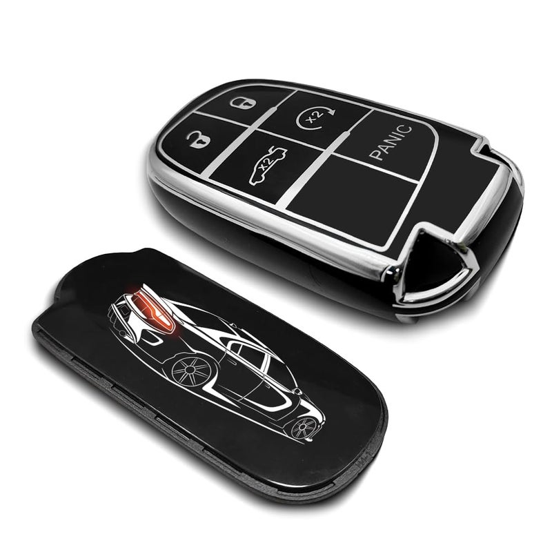 uuakarin for Dodge Challenger Dodge Charger Creative Logo Key Fob Cover Case Soft TPU Full Protection Key Fob Protector Shell (Dodge Charger, muslce) - Image 1