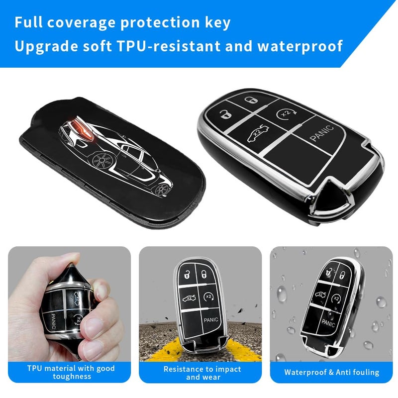 uuakarin for Dodge Challenger Dodge Charger Creative Logo Key Fob Cover Case Soft TPU Full Protection Key Fob Protector Shell (Dodge Charger, muslce) - Image 5