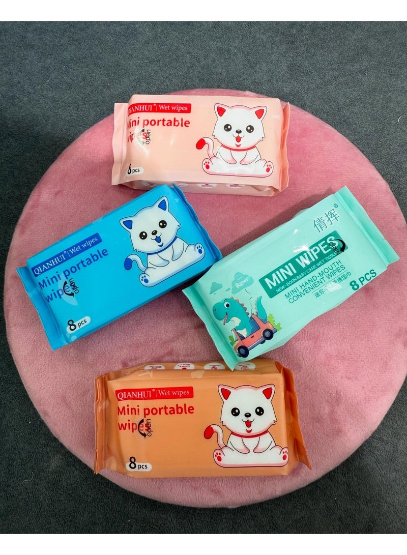 🧻مناديل أطفال صغيرة للاستعمال مرة واحدة، عبوة من 8 قطع، مناديل صغيرة لليدين والوجه والاستخدام المنزلي للرضع والكبار - Image 1