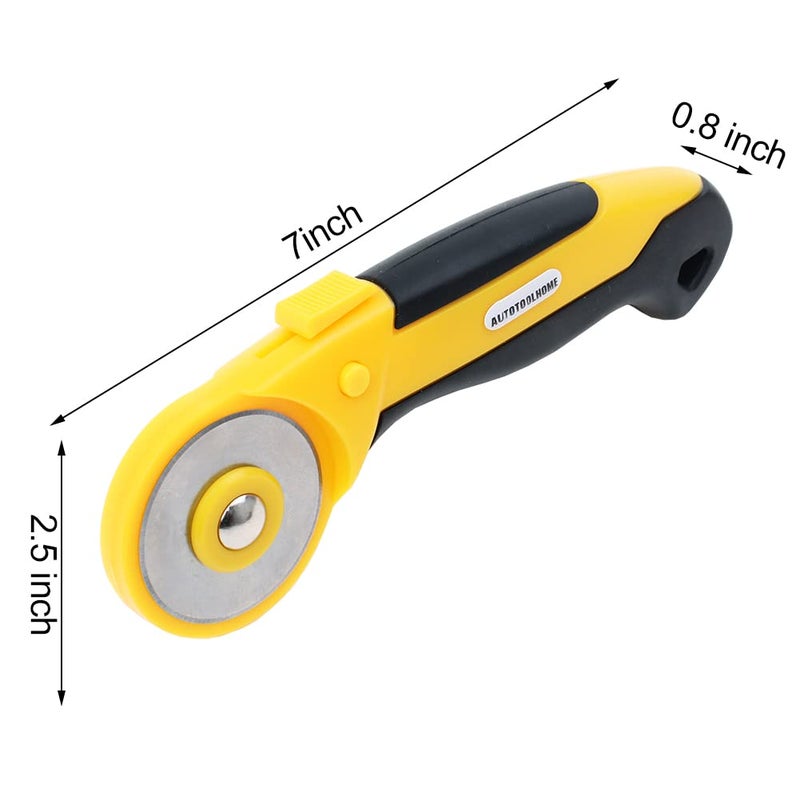 AUTOTOOLHOME 45mm Rotary Cutter Automatic Fabric Cutter 5pcs Titanium Replacement Blades 5pcs Pinking Rotary Blades with Safety Lock for Quilting, Sewing, Crafts - Image 5
