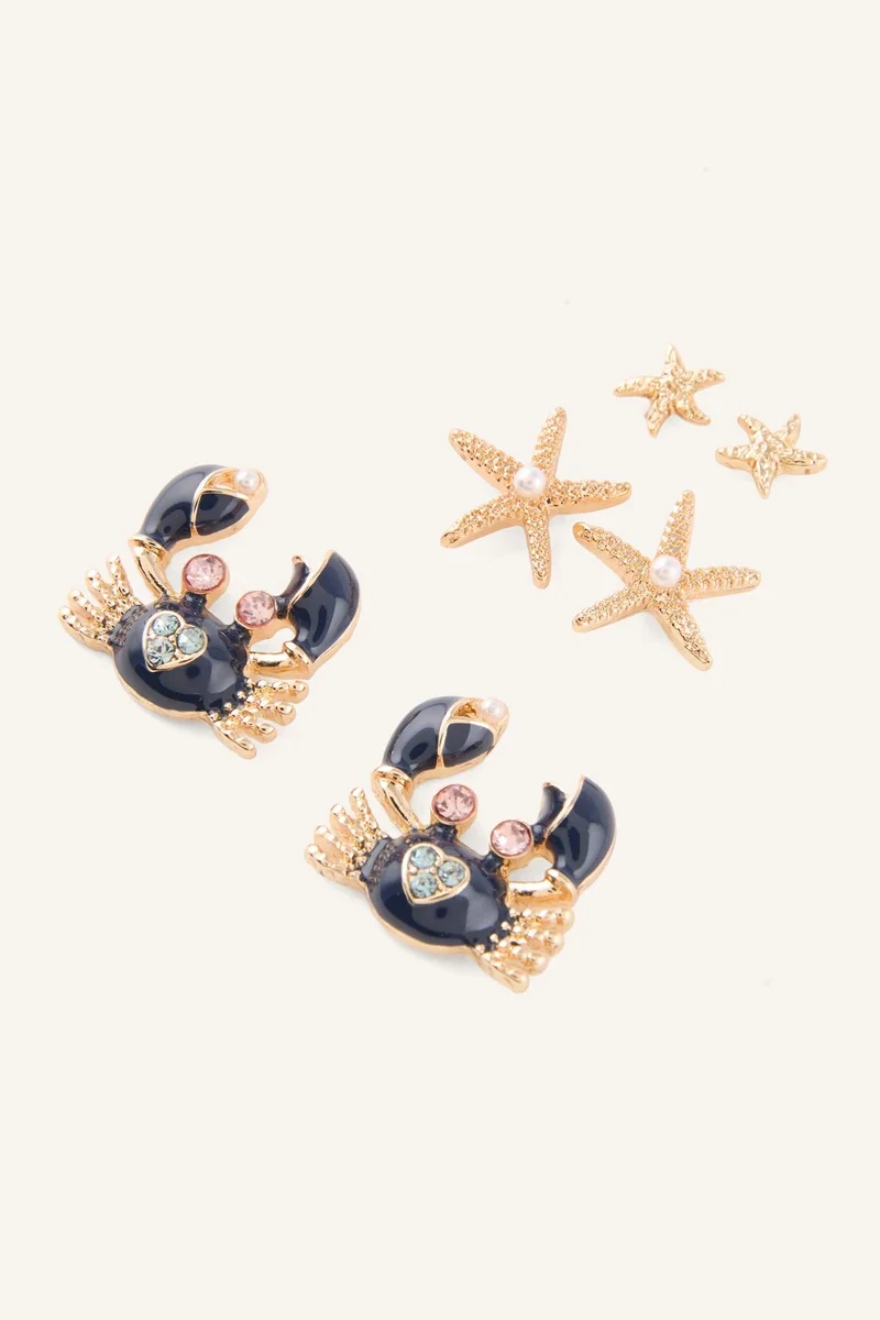 ديفاكتو Woman Sea Themed 3 Piece Earring Set