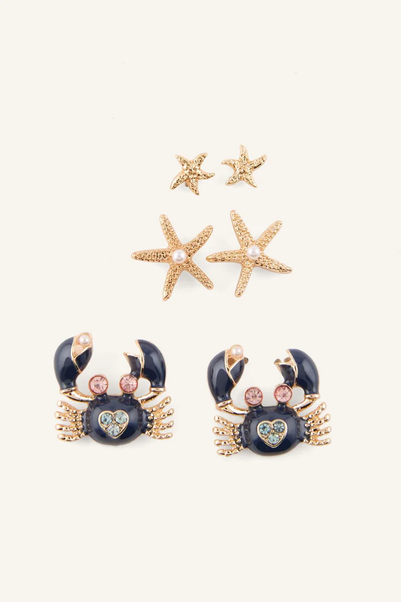 ديفاكتو Woman Sea Themed 3 Piece Earring Set