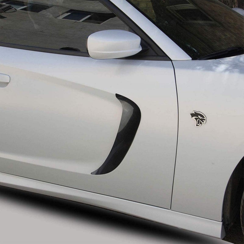 crosselec Carbon Fiber Front Door Side Fender Scoops Fin Vents for Dodge Charger 2015 2016 21017 2018 2019 2020 2021 - Image 5
