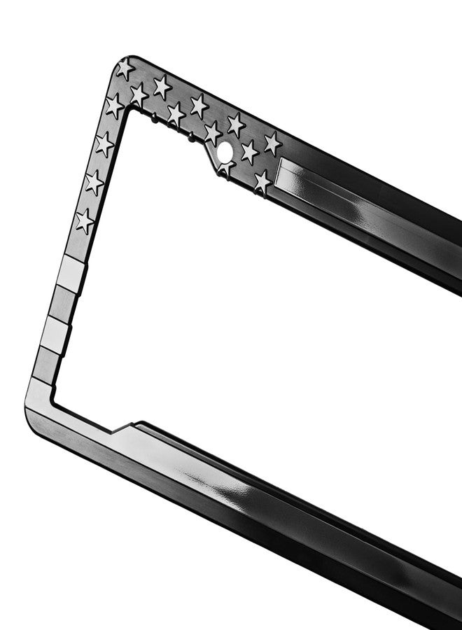 DillenCo American Flag License Plate, Frame, and Key Tag Combo Black-on-Matte Black - Image 4