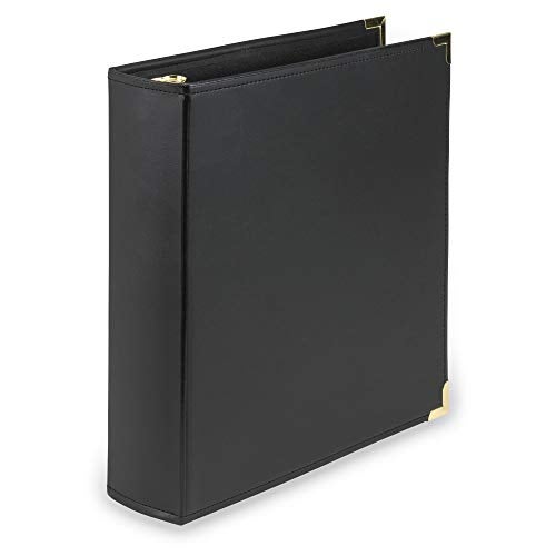 Samsill Classic Collection Leather 3 Ring Binder Executive Presentation Portfolio 2 Inch Holds 425 Sheets Brass Round Ring Black - Image 1