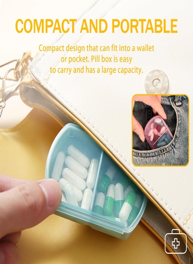 INVODA 2PCS Small Pill Case Travel Pill Box Cute Pill Organizer for Purse Portable Daily Medicine Organizer 2 Compartment Pill Holder for Vitamins, Fish Oil, Supplements - Image 4