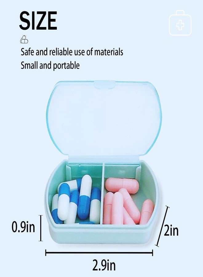 INVODA 2PCS Small Pill Case Travel Pill Box Cute Pill Organizer for Purse Portable Daily Medicine Organizer 2 Compartment Pill Holder for Vitamins, Fish Oil, Supplements - Image 2