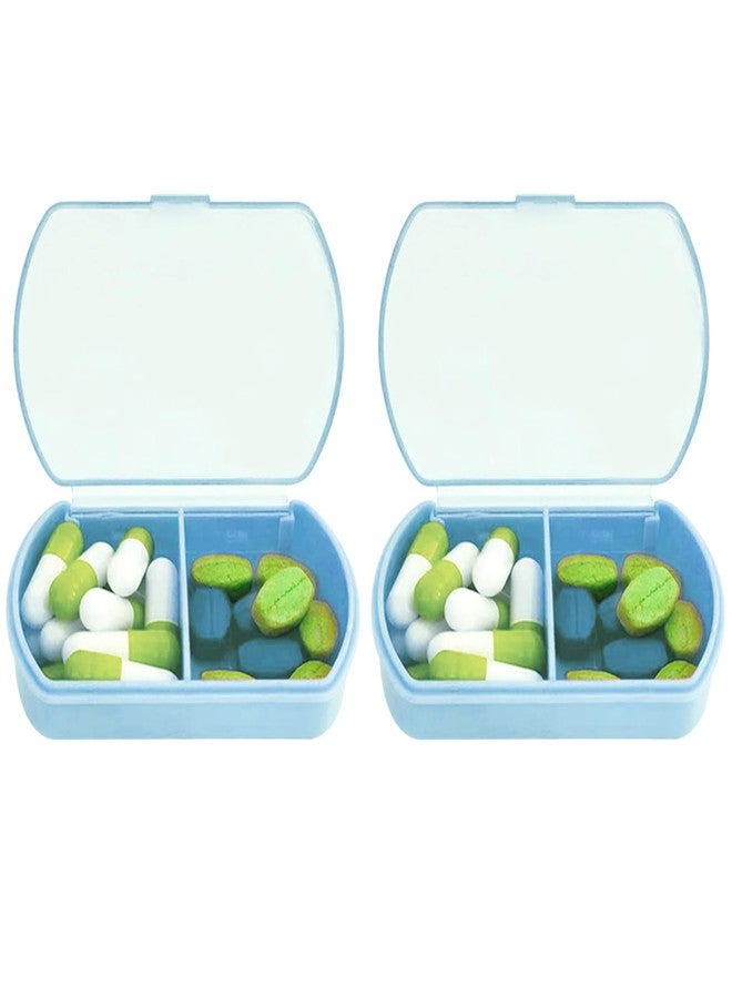 INVODA 2PCS Small Pill Case Travel Pill Box Cute Pill Organizer for Purse Portable Daily Medicine Organizer 2 Compartment Pill Holder for Vitamins, Fish Oil, Supplements - Image 1