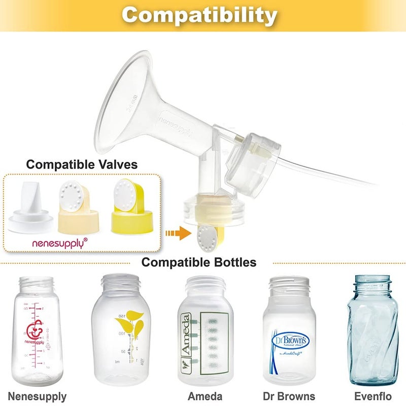 Nenesupply Pump Parts with 21mm Flanges Compatible with Medela Pump in Style Parts Accessories Breast Pump Not Original Medela Pump Parts Incl. 21mm Flange Breastshield Connector Valve Membrane Tubing - Image 4