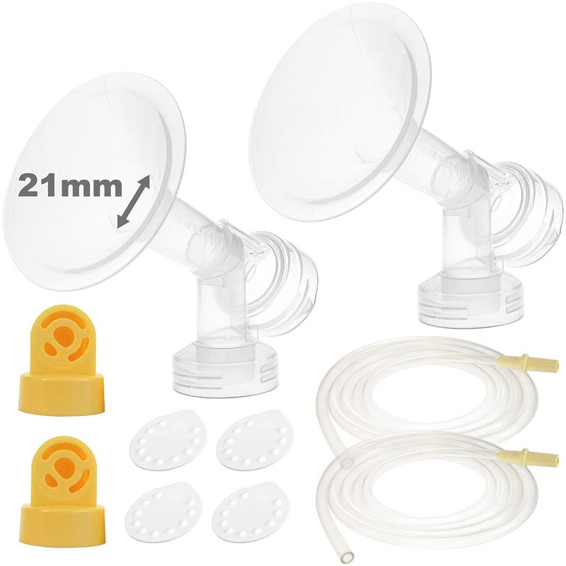 Nenesupply Pump Parts with 21mm Flanges Compatible with Medela Pump in Style Parts Accessories Breast Pump Not Original Medela Pump Parts Incl. 21mm Flange Breastshield Connector Valve Membrane Tubing - Image 1