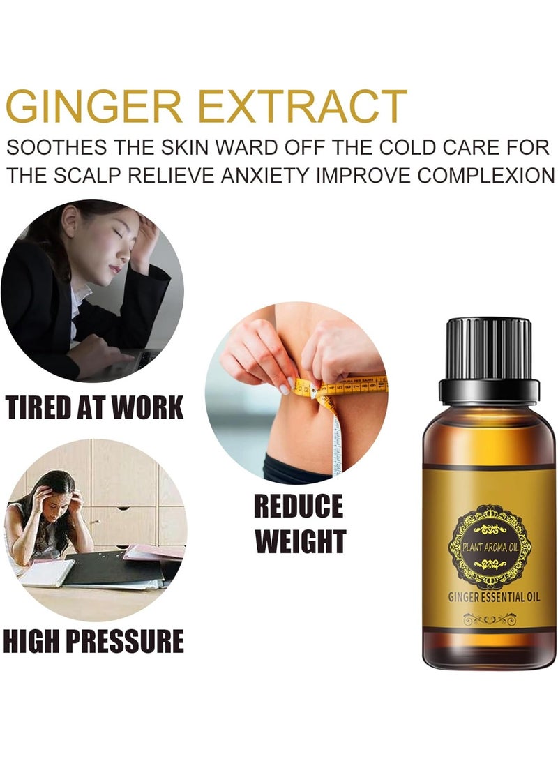 EELHOE Ginger Oil,Belly Drainage Ginger Oil,Ginger Massage Oil Lymphatic Drainage, Tummy Ginger Oil, Body Massage Organic Ginger Essential Oil - Image 4
